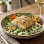 Filet de cabillaud et riz blanc aux herbes