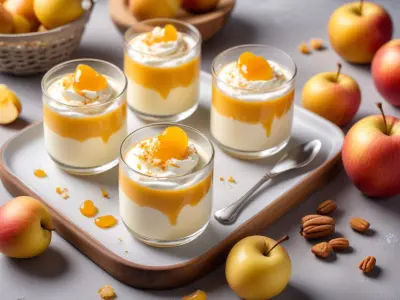 Verrines de mousse de ricotta, pommes et miel