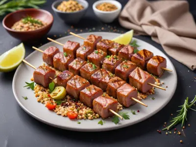 Brochettes de thon grillé aux graines de sésame et coriandre