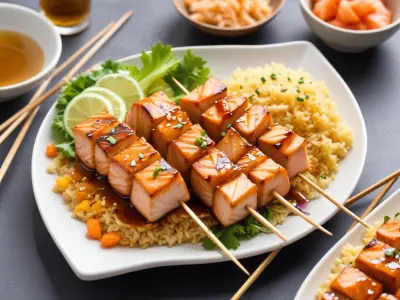 Brochettes de Saumon Teriyaki et Gingembre