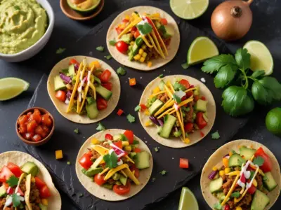 Mini tacos de guacamole et légumes croquants