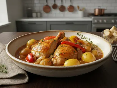 Mijoté de Poulet Fermier aux Poivrons Bicolores