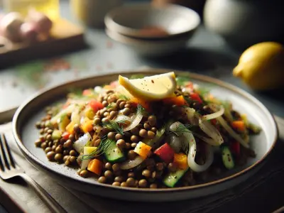 Salade de lentilles aux légumes d'hiver et vinaigrette au citron