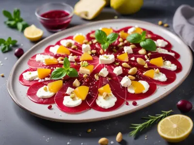 Carpaccio de betterave aux éclats de feta et pistaches