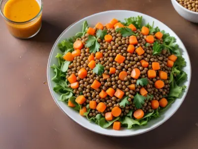 Salade de lentilles, carottes râpées et vinaigrette légère