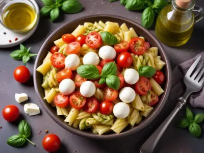 Salade de Pâtes Estivale au Pesto, Tomates et Mozzarella