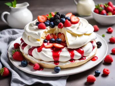 Pavlova aux fruits rouges et crème mascarpone