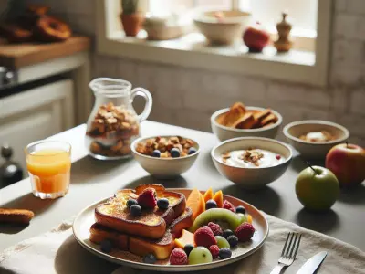 Brunch : Pain perdu, fruits de saison, yaourt et granola