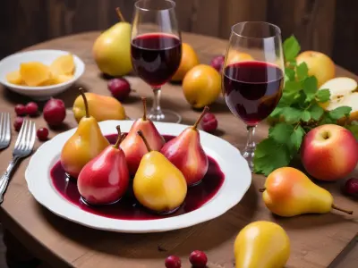 Poires Belle Hélène revisitées au Vin Rouge