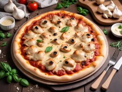 Pizza Fermière au Poulet, Champignons et Crème
