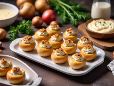 Bouchées de champignons farcis au fromage frais
