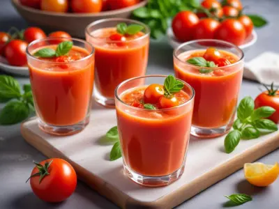 Verrines de Gaspacho de Tomates et Crème Fouettée au Basilic