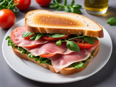 Sandwich Gourmand au Jambon Cru, Roquette et Tomates Séchées