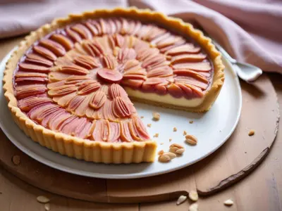 Tarte fine à la rhubarbe et amandes caramélisées