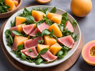 Salade Estivale Melon, Jambon Cru et Roquette