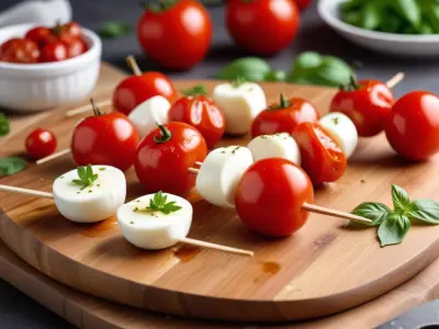 Brochettes de mozzarella et tomates cerises