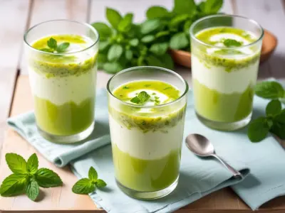 Verrine de Soupe Froide de Concombre et Yaourt à la Menthe