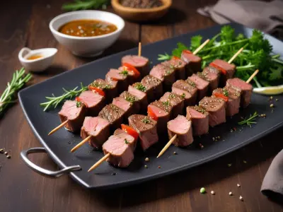Brochettes de Bœuf Mariné au Poivre et à l'Ail