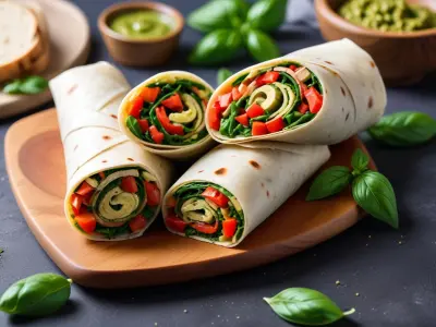 Wrap aux Légumes Rôtis et Pesto de Basilic