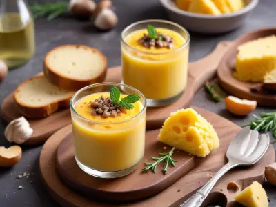Verrine de polenta crémeuse, champignons et parmesan