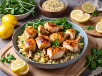 Brochettes de Poulet Mariné au Citron et Herbes, Salade de Quinoa