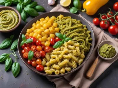 Pâtes printanières aux légumes frais et pesto maison