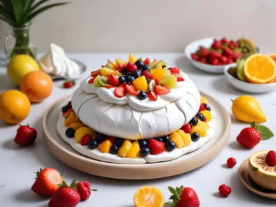 Pavlova aux fruits exotiques