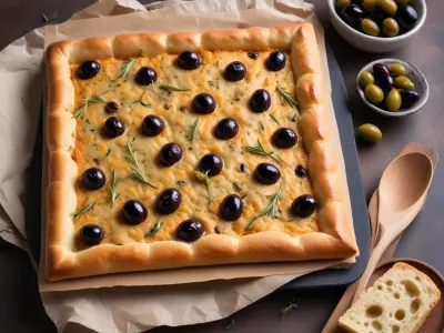 Focaccia aux olives et romarin