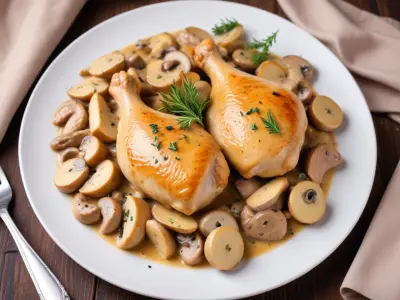 Cuisses de poulet à la crème et champignons frais