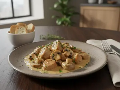 Sauté de Porc Crémeux aux Champignons de Paris