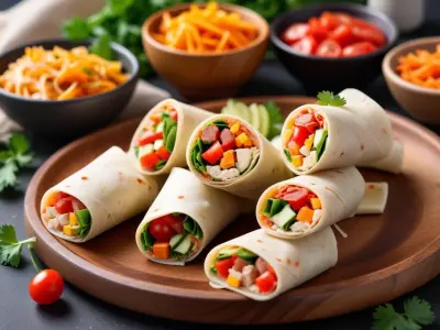 Bouchées de wrap roulé à la dinde et crudités