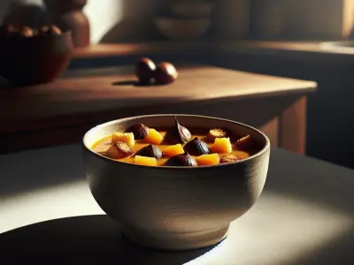 Soupe de potimarron aux châtaignes et croûtons