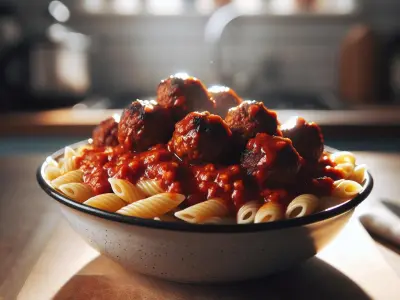 Pâtes aux boulettes de chipolatas à la sauce tomate