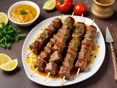 Brochettes d'agneau au cumin et yaourt grec citronné