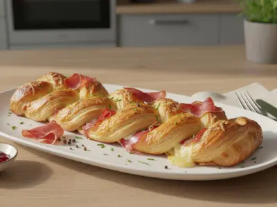Tresse Feuilletée au Jambon Sec et Comté