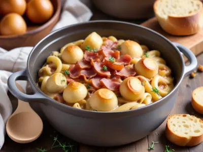 One Pot Pâtes Crémeuses aux Champignons et Bacon