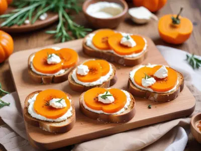 Toasts gourmands au potimarron rôti et chèvre frais