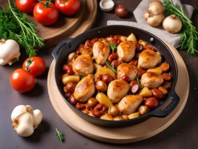 Sauté de Poulet au Chorizo et Champignons Crémés