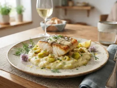 Filet de cabillaud poêlé et fondue de poireaux