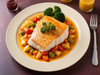 Dos de Cabillaud à la Sauce Safranée et Légumes Vapeur