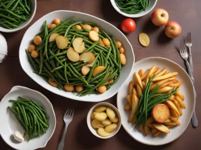 Truite au four, pommes de terre et haricots verts