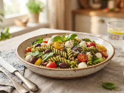 Salade de pâtes au pesto et tomates cerises