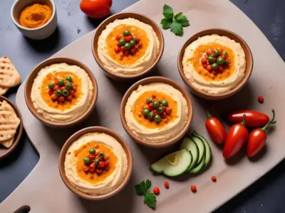 Verrines de Houmous, Pois Chiches Grillés et Paprika