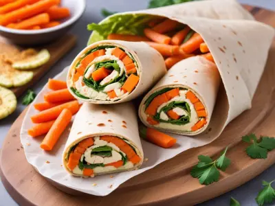 Wrap au Houmous, Carottes Râpées et Épinards Frais