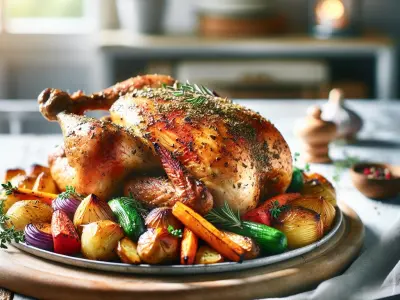Poulet rôti aux herbes de Provence et légumes rôtis