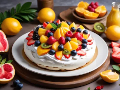 Pavlova aux fruits exotiques