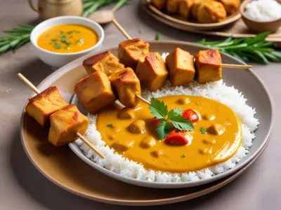 Brochettes de Dinde au Curry et Lait de Coco