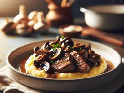 Sauté de veau aux champignons d'hiver et polenta crémeuse