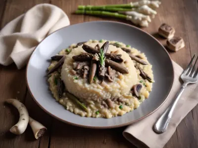 Risotto crémeux aux morilles et asperges sauvages