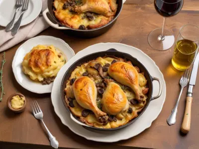 Poulet printanier aux morilles et vin jaune, gratin dauphinois